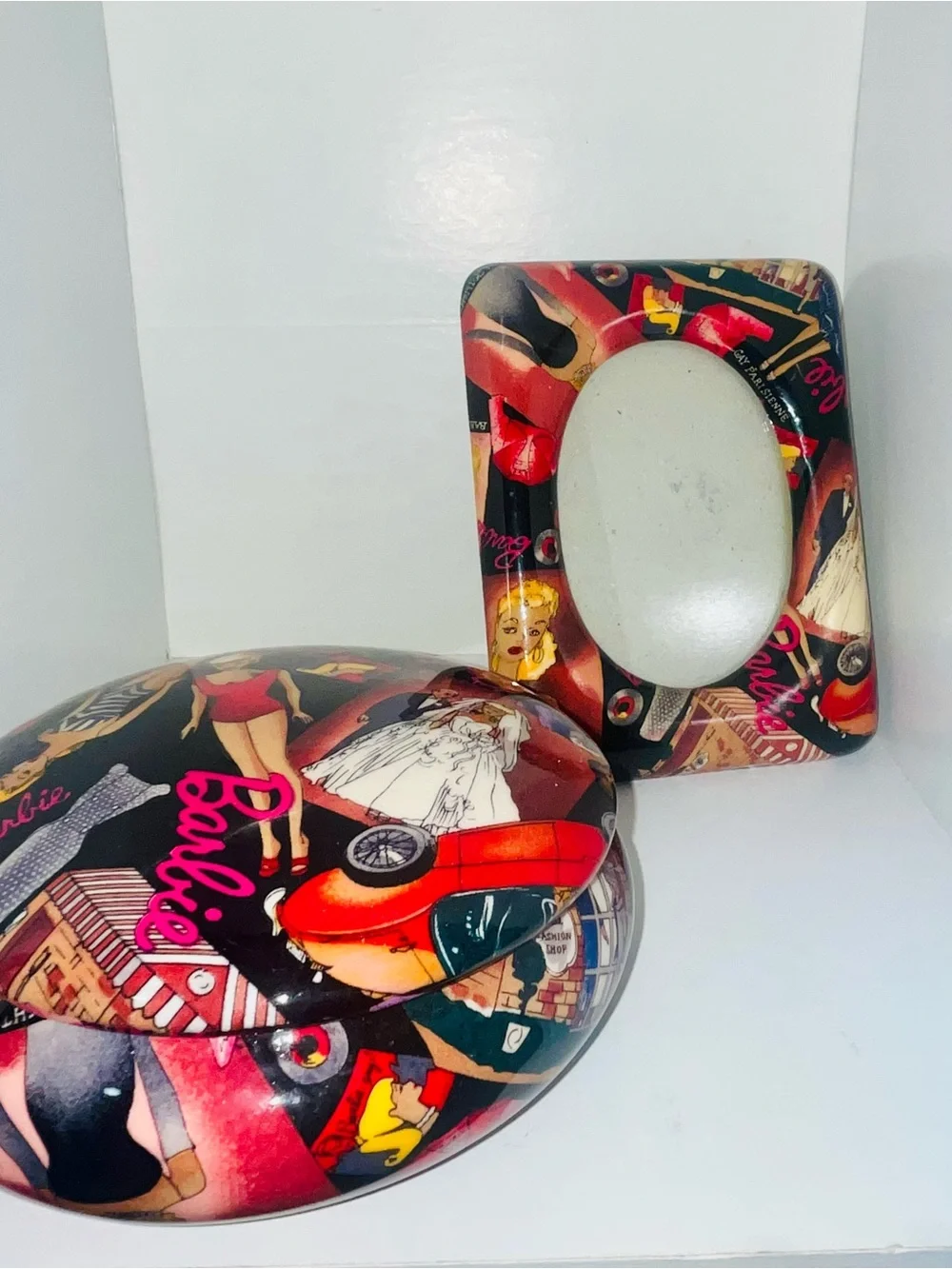 Barbie Retro Print portrait and Trinket Box Set by Nicole Miller Vintage